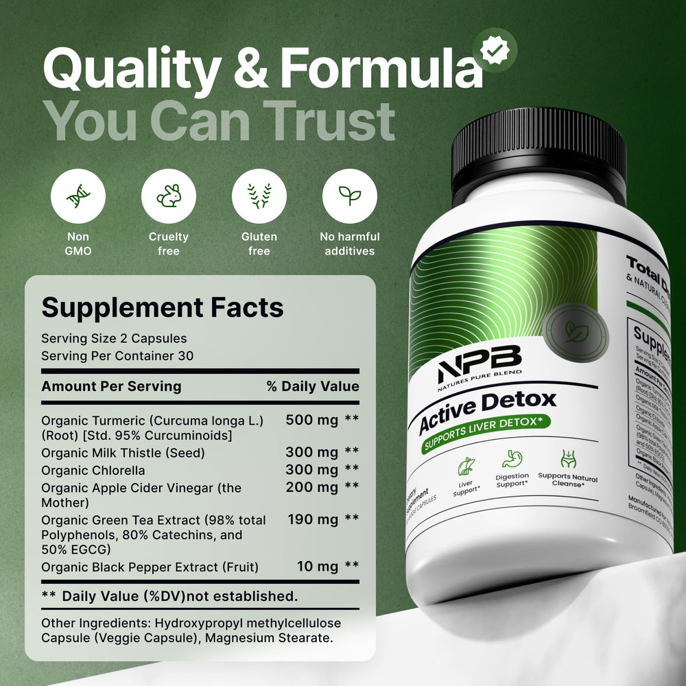 Nature's Pure Blend Active Detox veggie capsules close-up for easy daily use