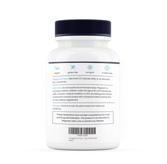 Vegan and organic supplement bottle on table