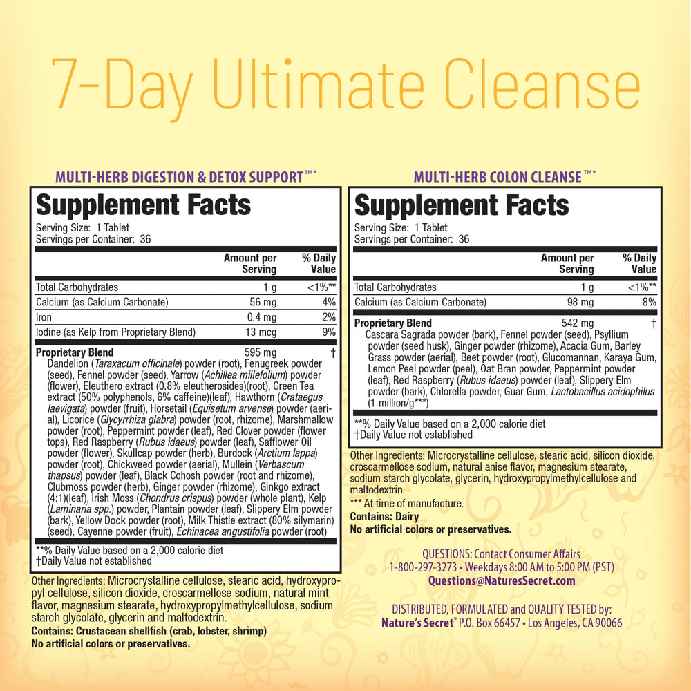 Nature's Secret 7 Day Ultimate Cleanse bottle pour captures easy, on-the-go use.