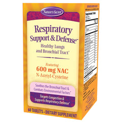 Nature's Secret Respiratory Support & Defense bottle front view for daily respiratory support.