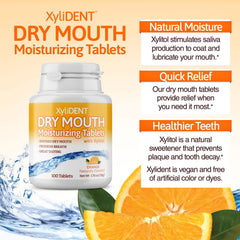 XyliDENT orange flavor dry mouth tablets in blister pack