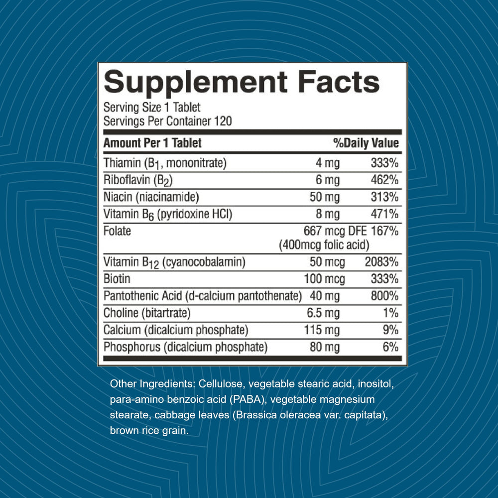 Ingredients overview for Nature's Sunshine Balanced B Complex with B vitamins