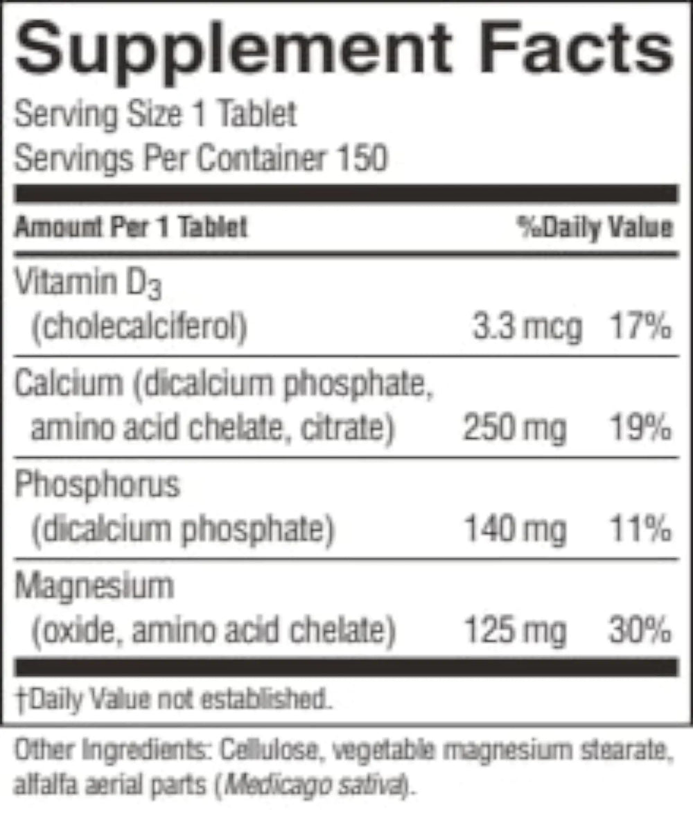 Nature's Sunshine label close-up showing vitamin D and minerals for structural wellness
