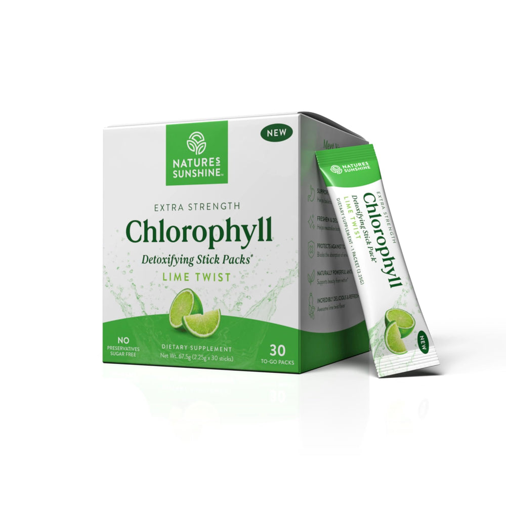 Packaging for Nature's Sunshine Chlorophyll Stick Packs Lime Twist
