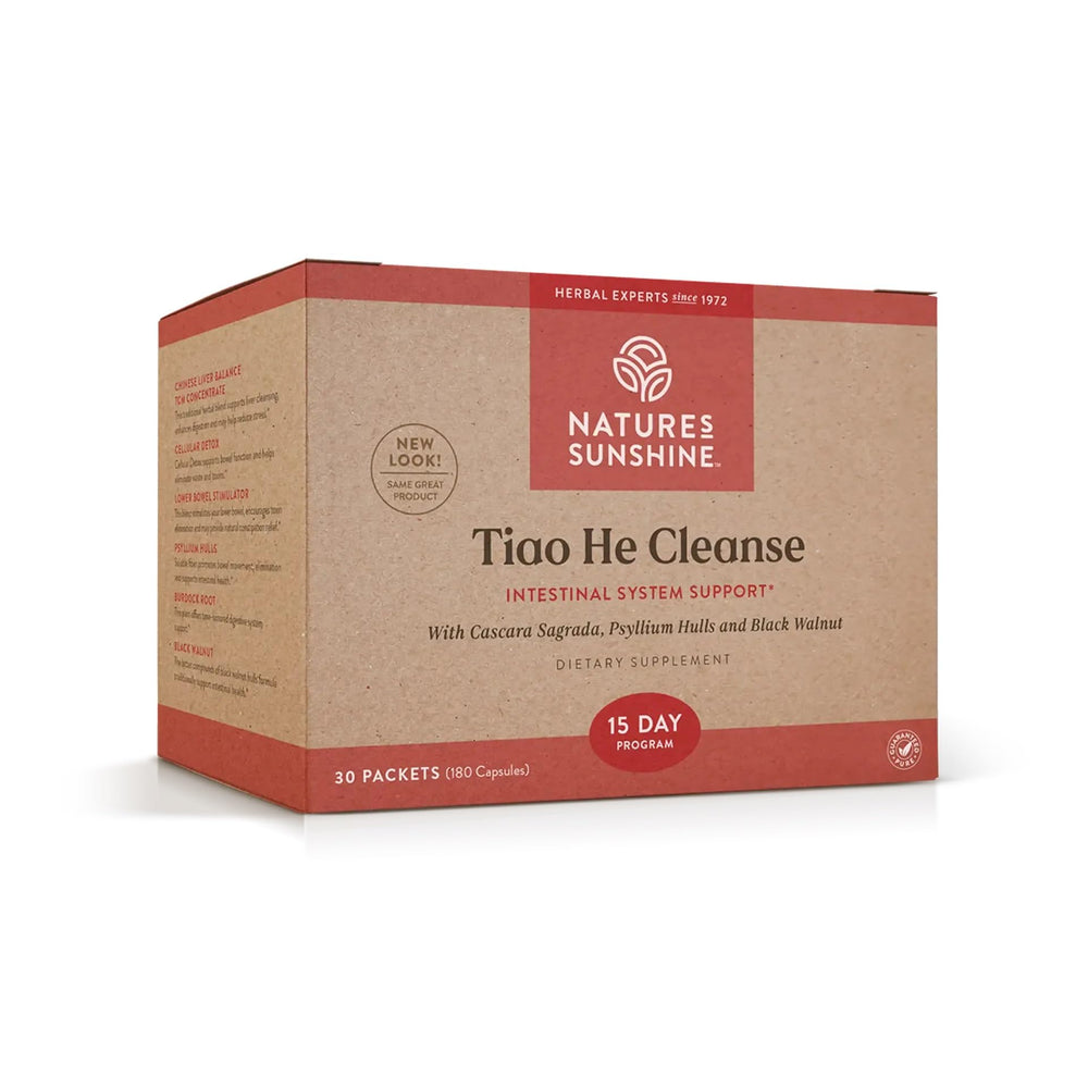 Nature's Sunshine Tiao He Herbal Cleanse bottle for daily digestive support and gentle cleanse.