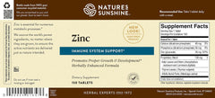 Nature's Sunshine Zinc bottle and tablets packaging