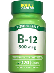 Nature's Truth B12 Vitamin 500 mcg bottle with 120 tablets