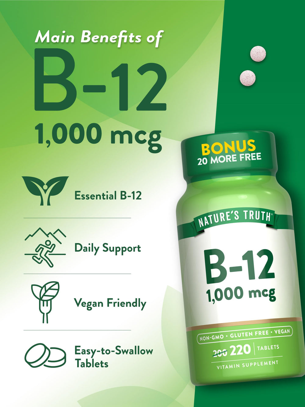 Back view of Nature's Truth B12 bottle with label