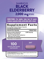 Close-up of bottle label for Nature's Truth Black Elderberry Capsules.