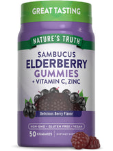 Bottle of Nature's Truth Black Elderberry Gummies with 50 vegan gummies