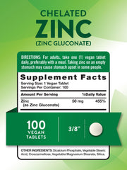 Chelated zinc 50mg tablets close-up