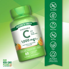 Bottle of Nature's Truth chewable Vitamin C with rose hips