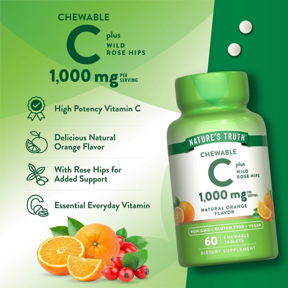 Vitamin C with Rose Hips packaging and tablets