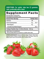 Back label with ingredients and supplement facts