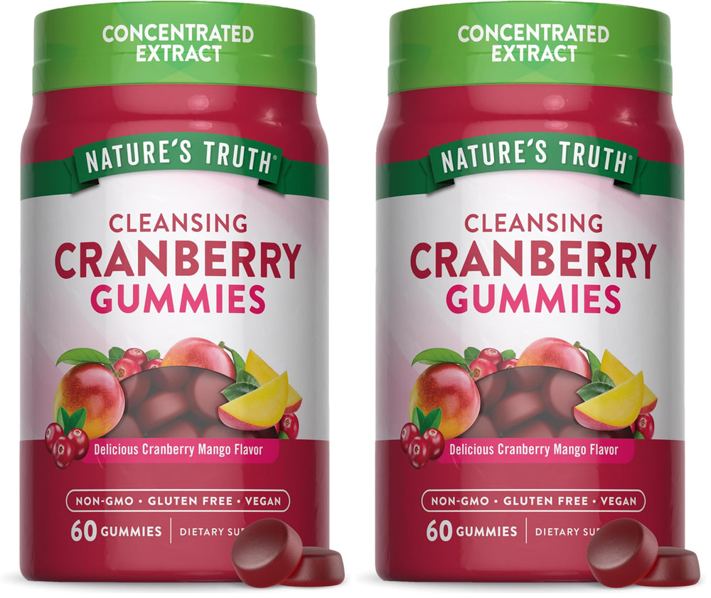 Nature's Truth Cranberry Gummies bottle with Cranberry Mango flavor (60 Count, Pack of 2)