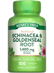 Bottle of Nature's Truth Echinacea Goldenseal Capsules - 1400mg, 100 count