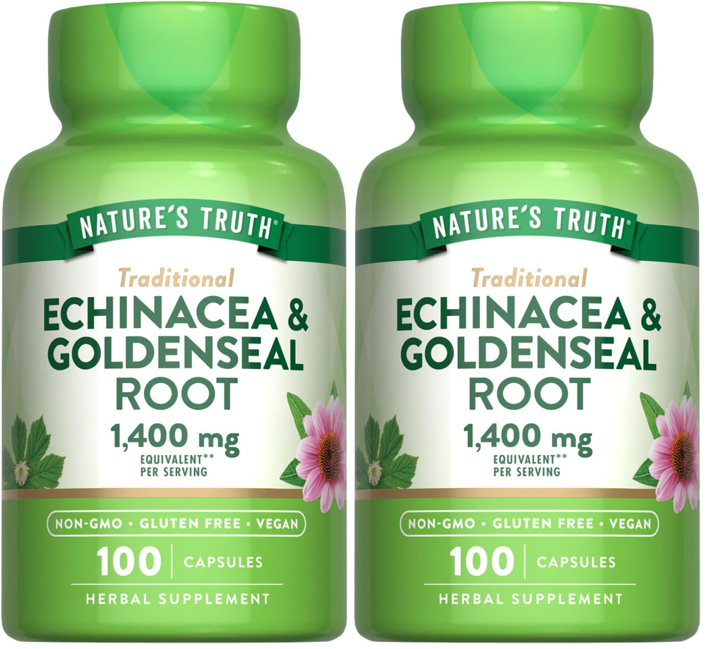 Nature's Truth Echinacea Goldenseal Capsules 1400mg per serving – pack of 2 hero image
