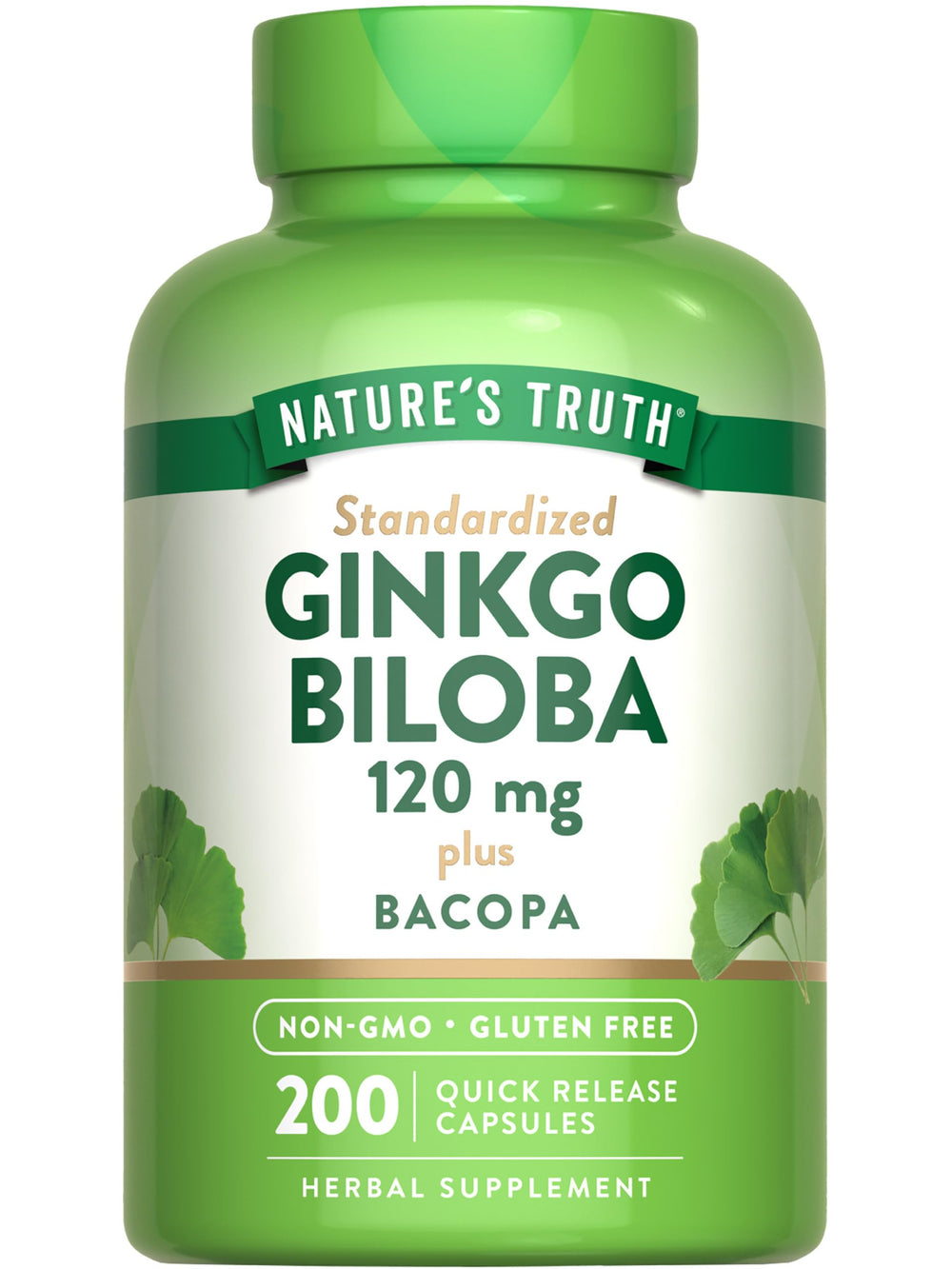 Nature's Truth Ginkgo Biloba 120mg with Bacopa bottle front