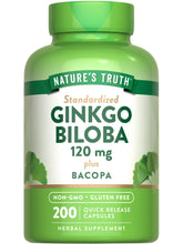 Nature's Truth Ginkgo Biloba 120mg with Bacopa bottle front
