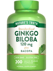 Nature's Truth Ginkgo Biloba 120mg with Bacopa bottle front