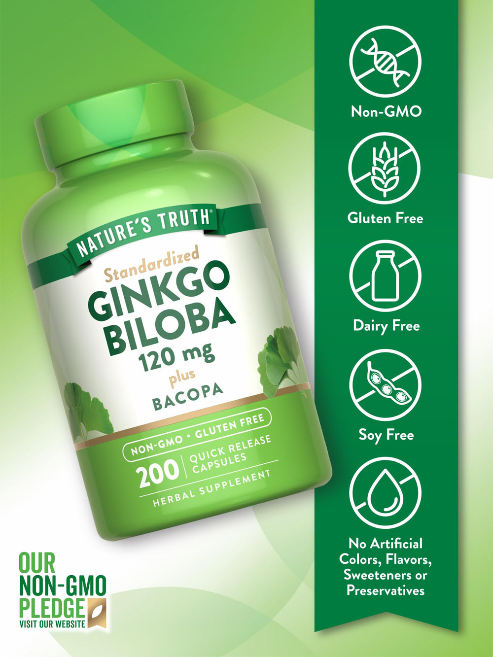 Ginkgo Biloba leaves with Bacopa herb