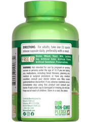 Gluten-free and non-GMO formulation label on bottle