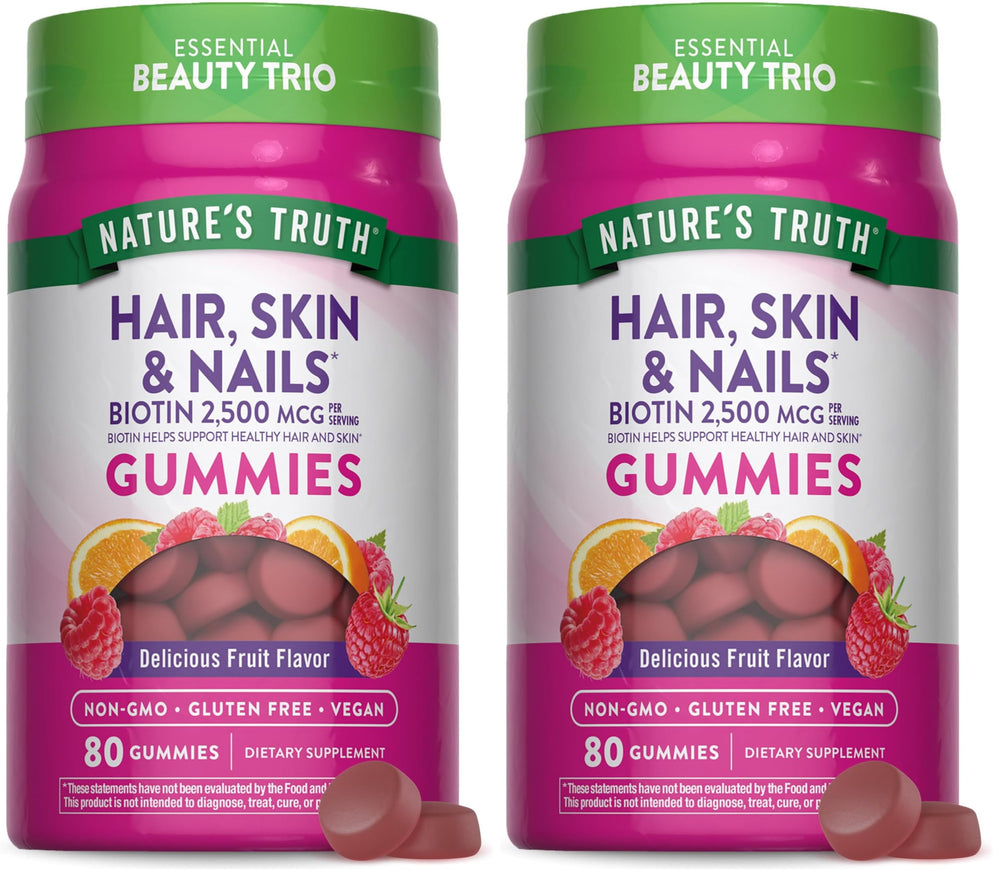 Nature's Truth Hair Skin and Nails Gummies bottle and label