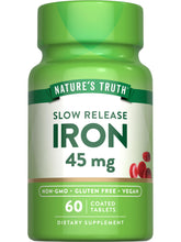 Nature's Truth Iron Supplement bottle and label, 45 mg iron