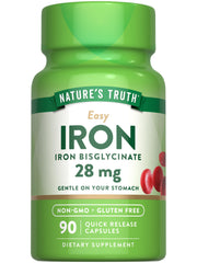 Nature's Truth iron supplement bottle front view with 90 capsules