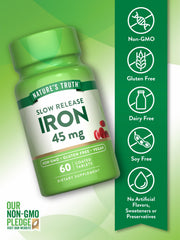Ferrous sulfate ingredient label on Nature's Truth iron supplement