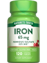 Nature's Truth Iron Supplement 65 mg Ferrous Sulfate 120 tablets package