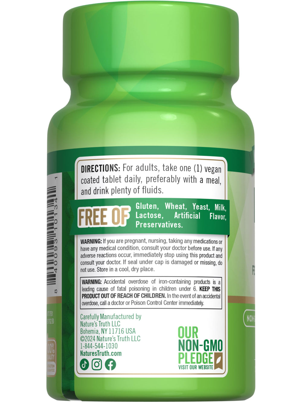 Nature's Truth iron supplement product packaging