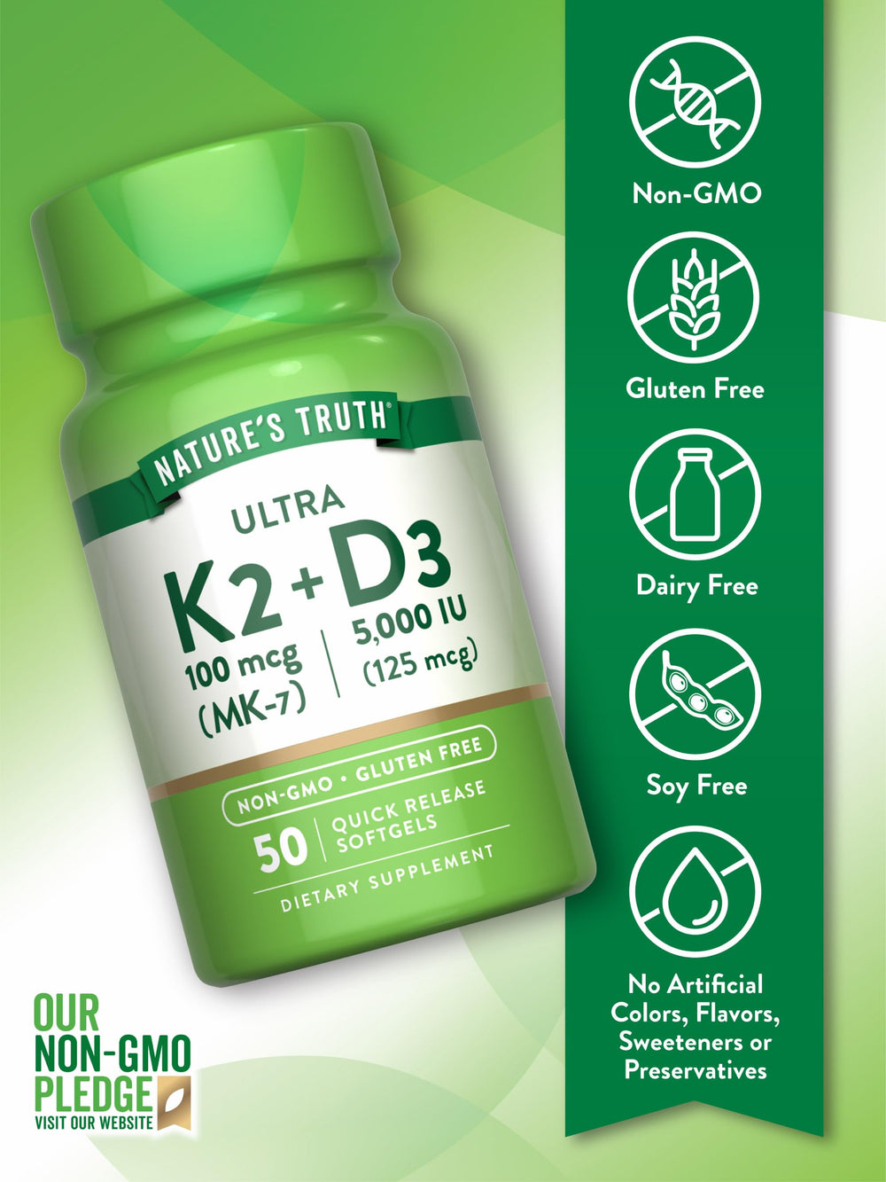 Packaging image for Nature's Truth K2 MK7 Complex with D3