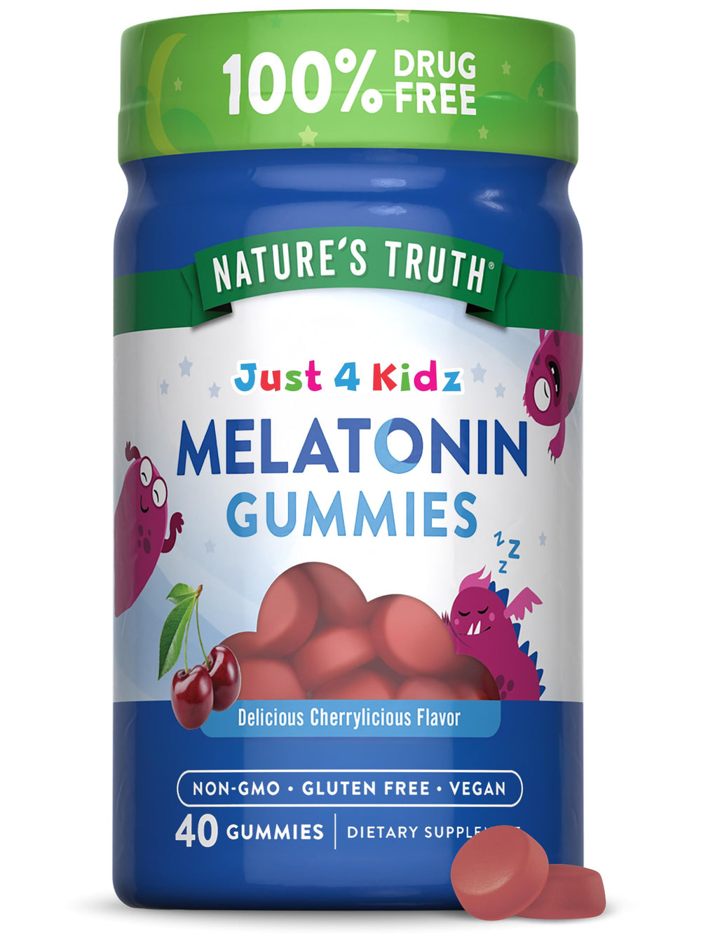 Nature's Truth Kids Melatonin Gummy bottle with Cherrylicious flavor