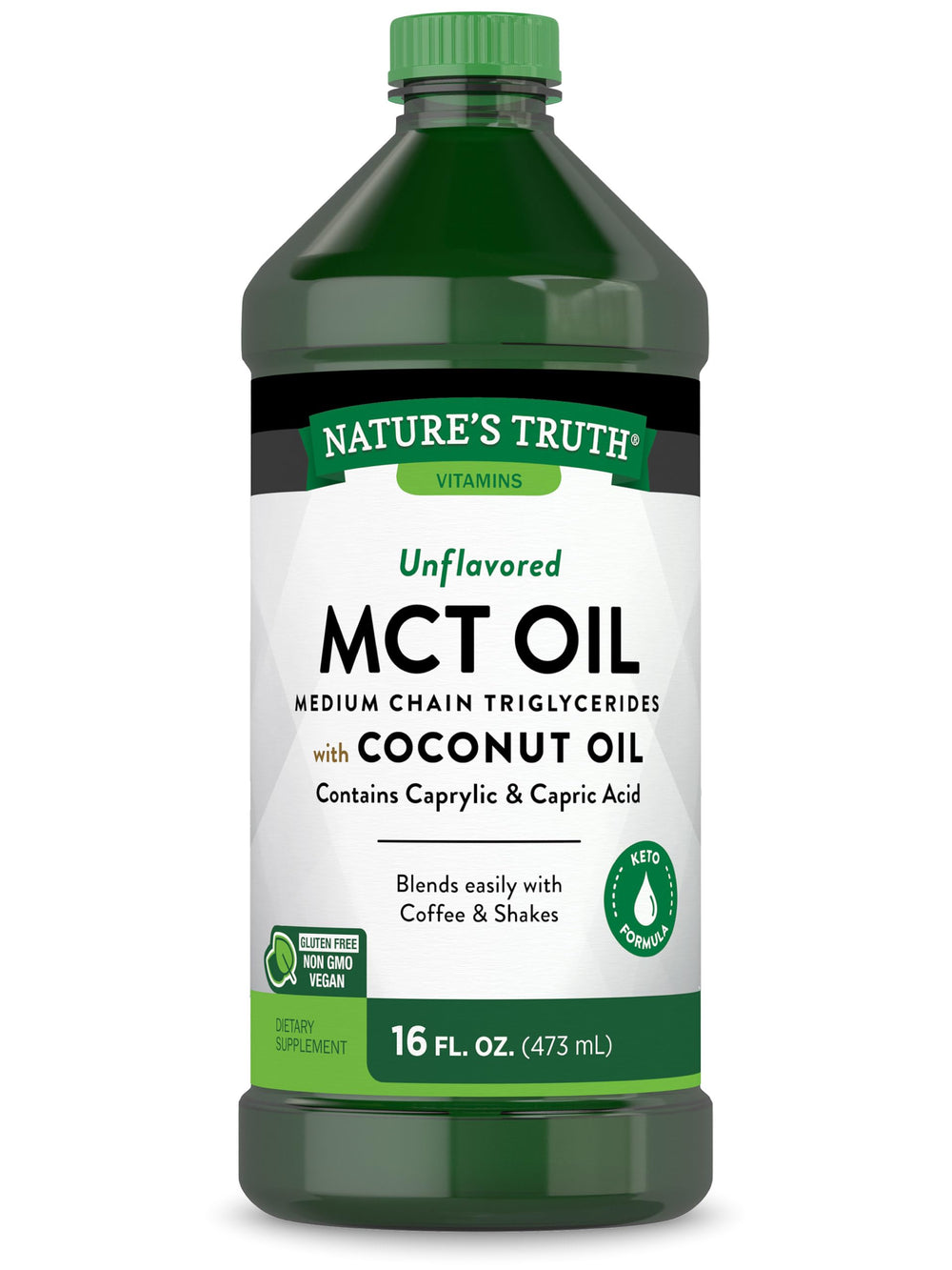 Front view of Nature's Truth MCT Oil 16 oz bottle