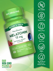 Nature's Truth Melatonin 12mg bottle label detail