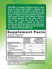 Back view of Nature's Truth Melatonin Gummies bottle showing 60-count two-pack details.