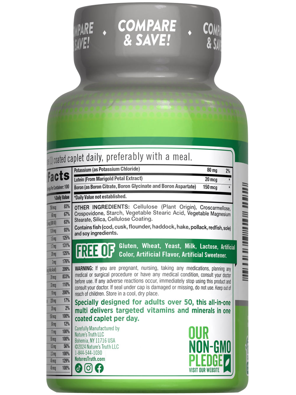 Packaging of Nature's Truth Multivitamin for adults 50+