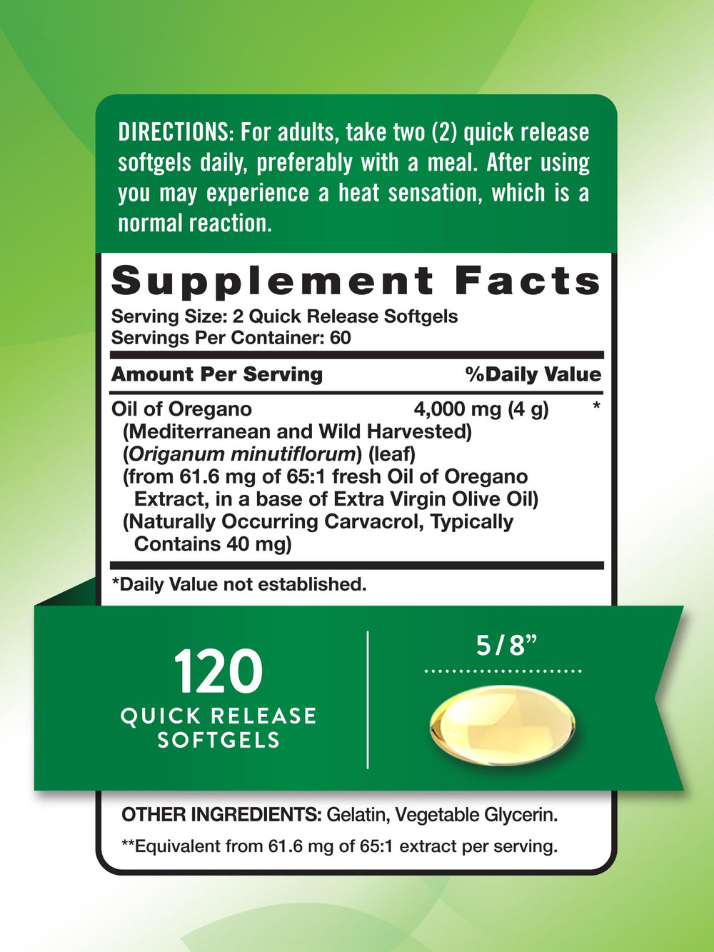 Close-up of oil of oregano softgels