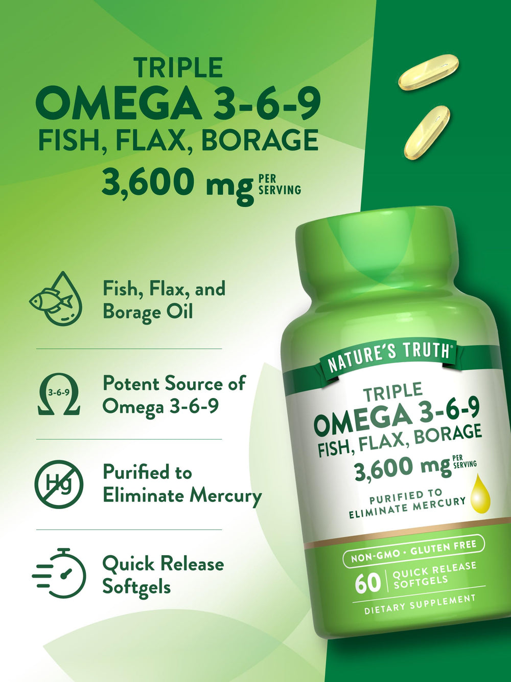 Product label highlighting Non-GMO and gluten-free features