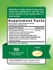 Close-up of oregano oil softgels capsules