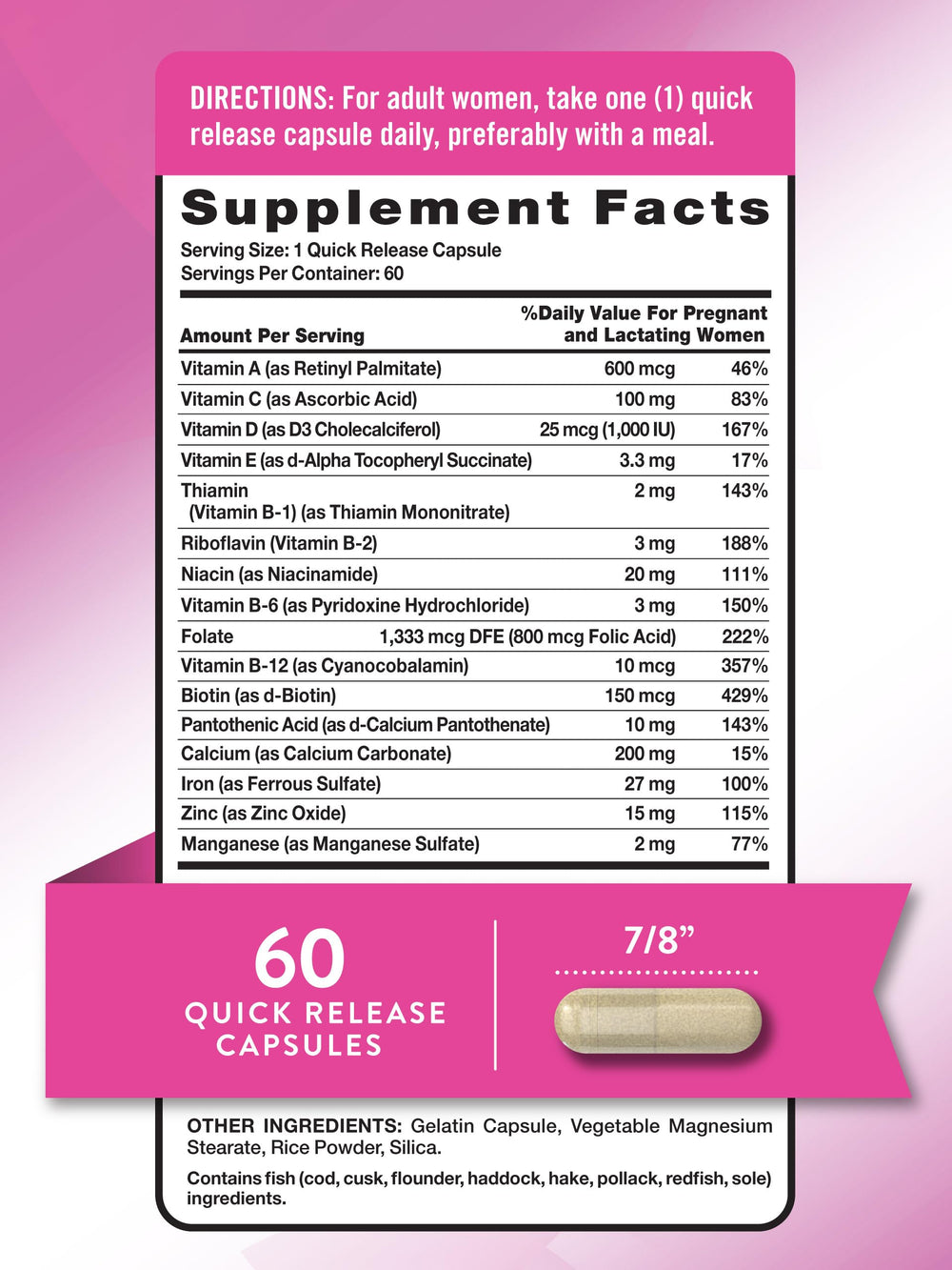 Close-up of folic acid 800 mcg on bottle label