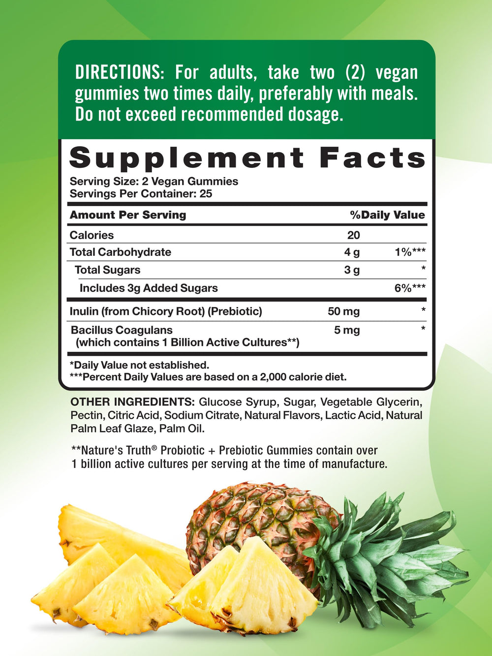 Close-up of Nature's Truth Probiotic Gummies label