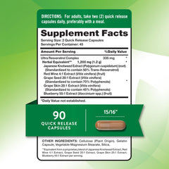 Front view of Nature's Truth Resveratrol Complex bottle