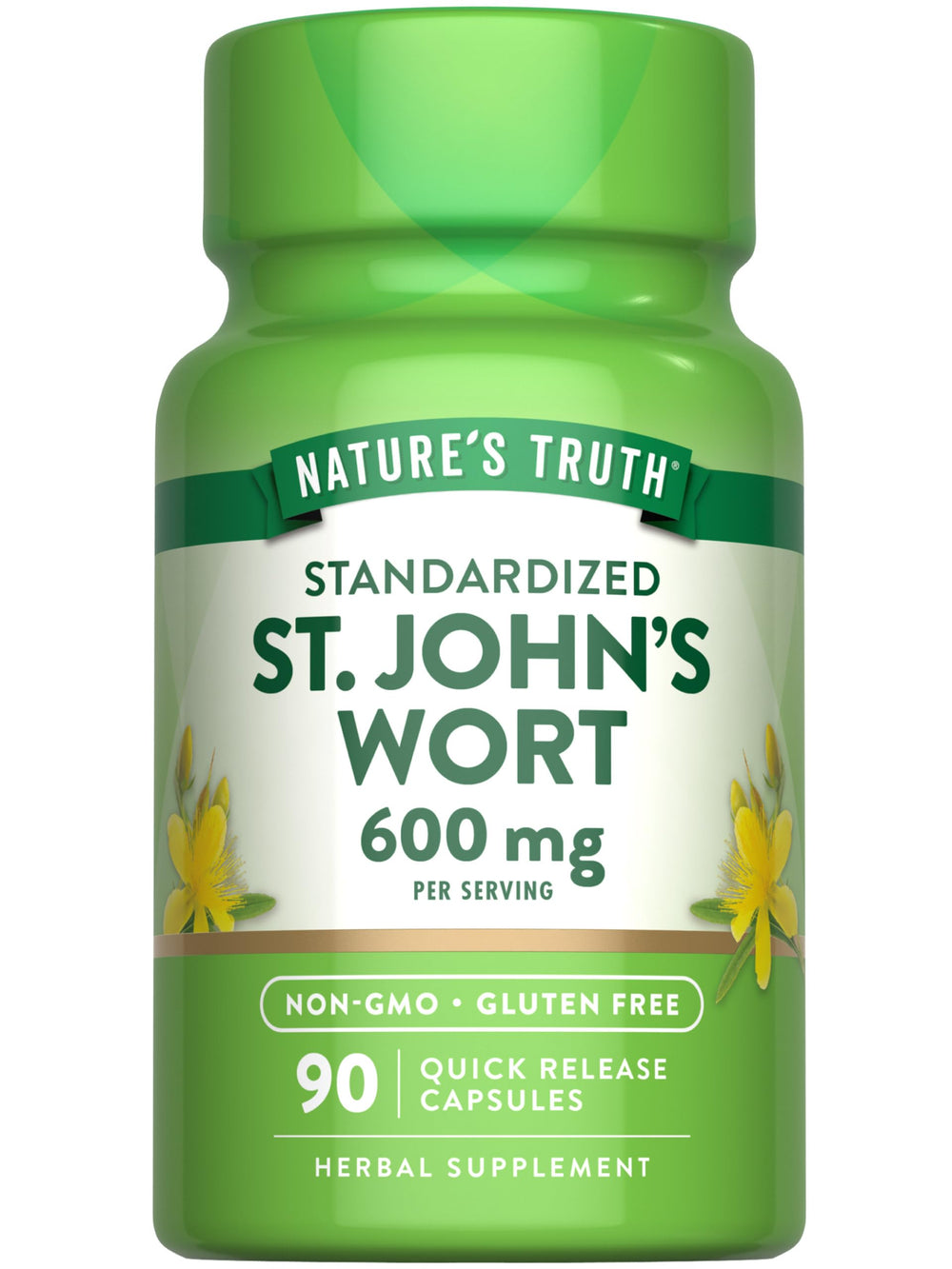 Front view of Nature's Truth St. John's Wort 600mg bottle