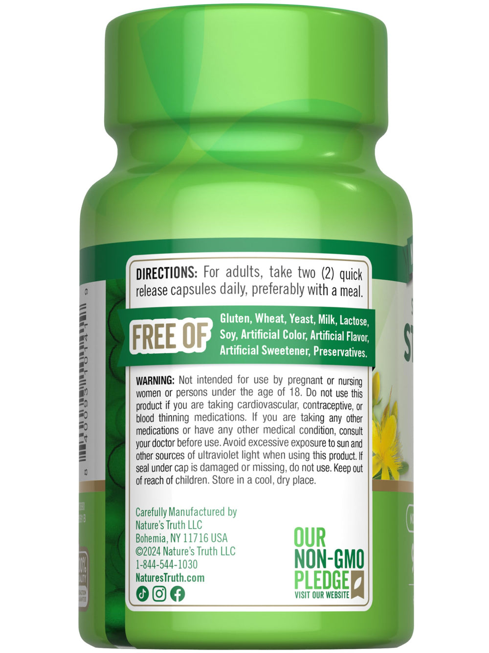 Packaging and bottle of Nature's Truth St. John's Wort 600mg