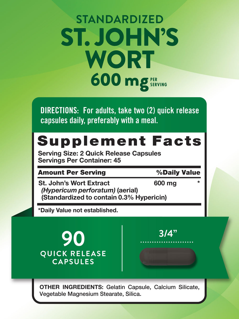 Side panel of bottle showing supplement facts