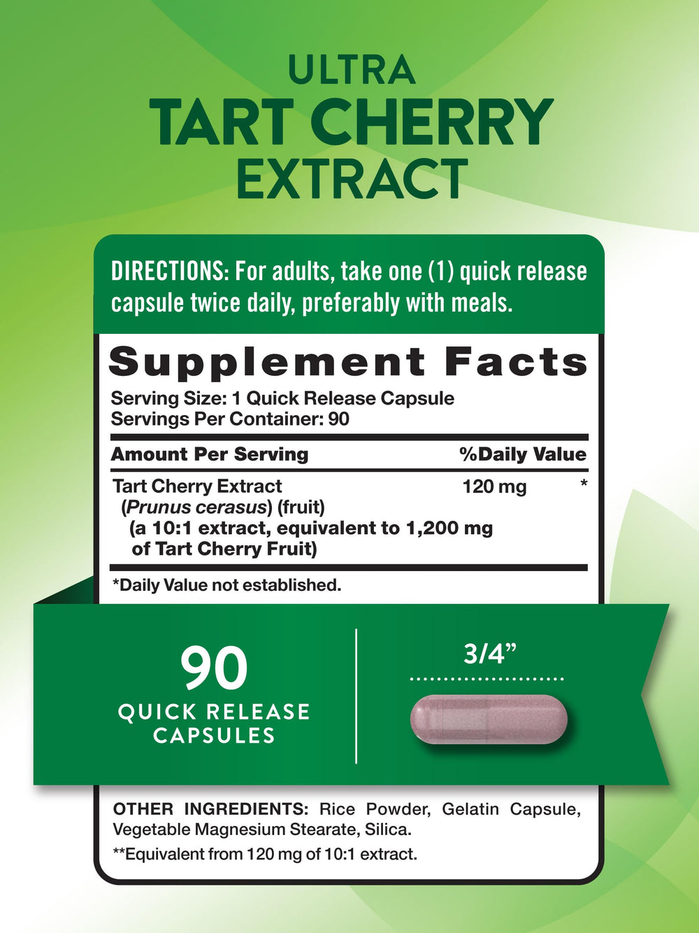 Front packaging of Nature's Truth Tart Cherry Extract Capsules - 1200 mg, 90 count