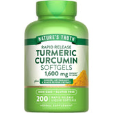 Bottle of Nature's Truth Turmeric Curcumin Complex Rapid-Release Softgels