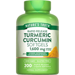 Bottle of Nature's Truth Turmeric Curcumin Complex Rapid-Release Softgels